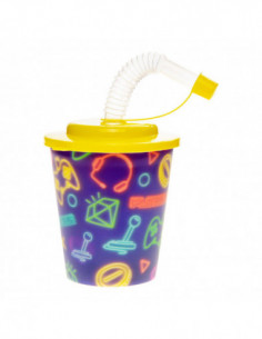 Beker met Deksel en Rietje...