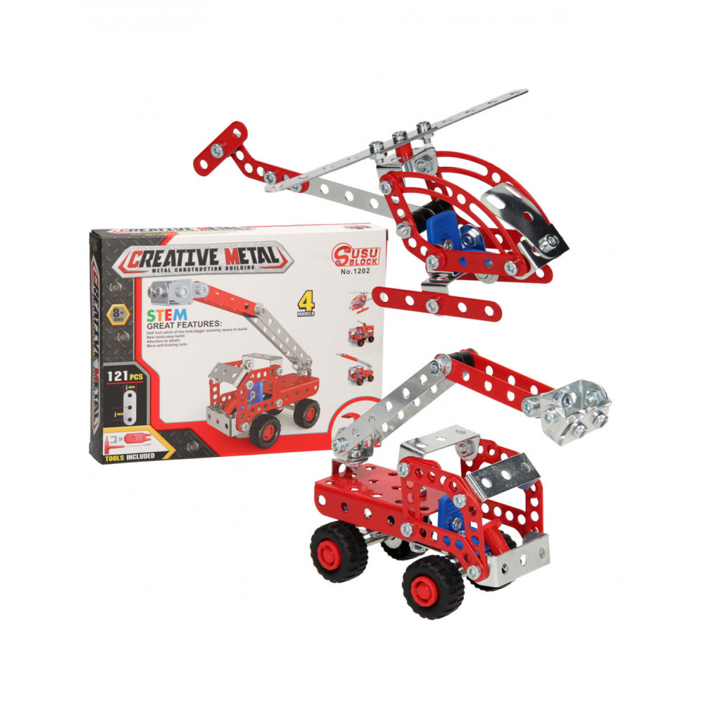 Metalen Constructieset - Brandweerwagen 4 Models