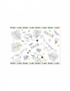 Kleurplaat Placemat Dino...