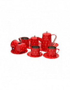Tinnen Theeservies Rood
