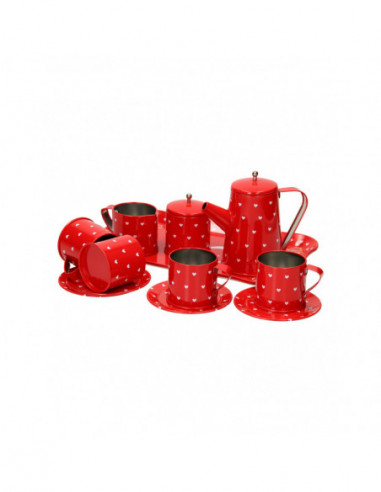 Tinnen Theeservies Rood
