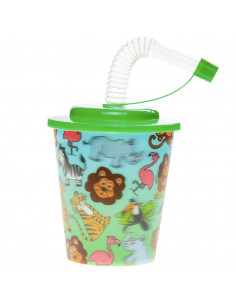 Beker met Deksel en Rietje...