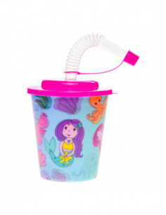 Beker met Deksel en Rietje...