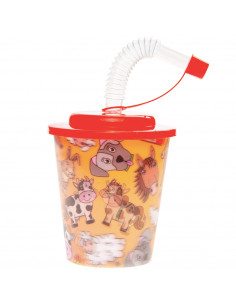 Beker met Deksel en Rietje...