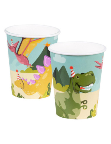 Papieren Bekers Dino Party 10st.