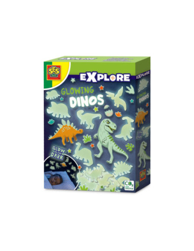 SES Glowing Dino's Foam Stickers 24st.