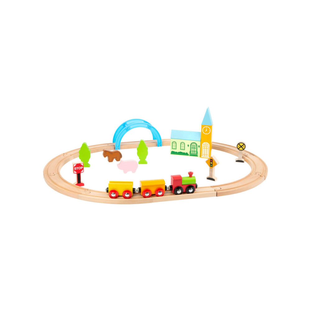 Small Foot - Houten Treinset Stad en Platteland 24dlg.