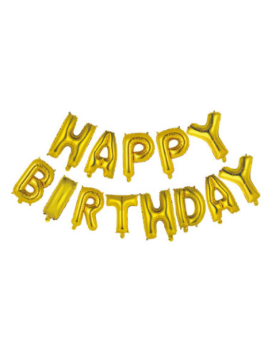 Folieballon Tekst Happy Birthday Goud