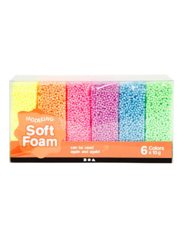 Soft Foam Clay Neon Kleuren 6x10gr.