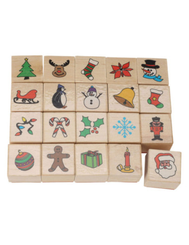 Houten Stempelset Kerst 20dlg.