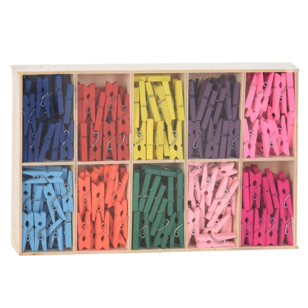 Houten Mini Knijpers Gekleurd 10 Kleuren