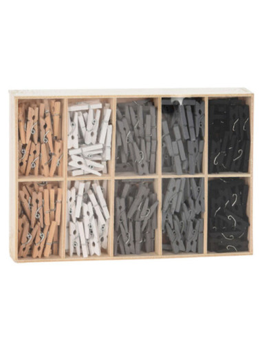 Houten Mini Knijpers Grijstinten 5...