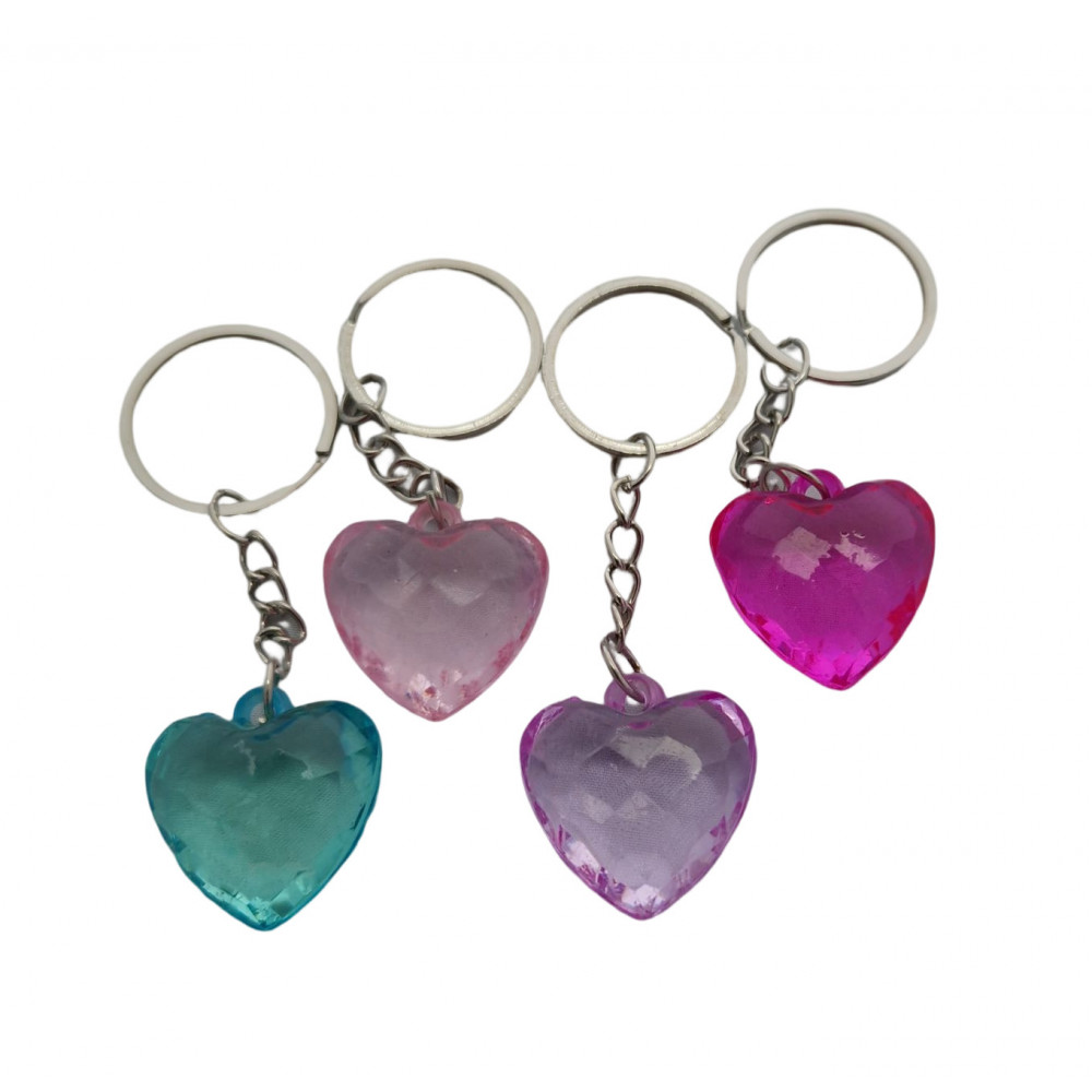 Sleutelhanger Hart Doorzichtig 12st.