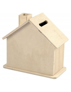 Houten Spaarpot Huis 10st.