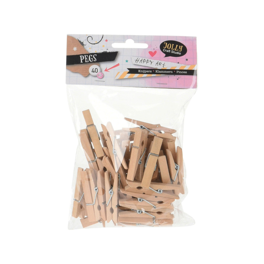 Mini Wasknijpers Hout 40st.