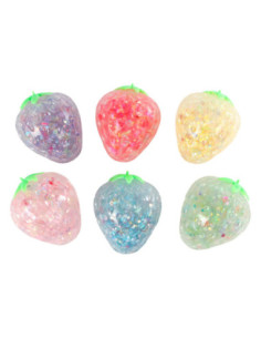 Glitter Aardbei Knijpbal 6cm