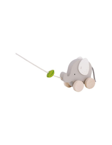 Goki Houten Trekdier Olifant met Blad