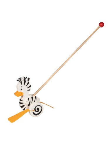 Goki Houten Duwfiguur Zebra Eend