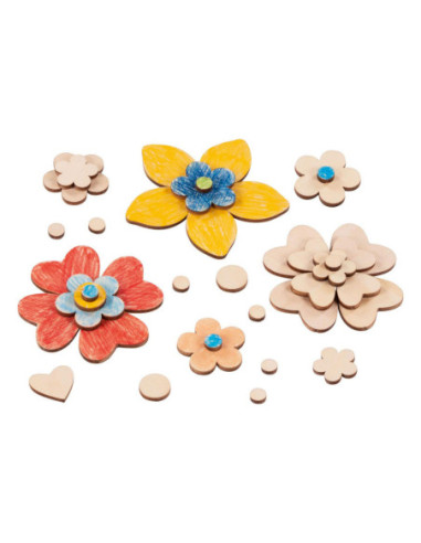 Goki Houten Knutsel Bloemen 75dlg.