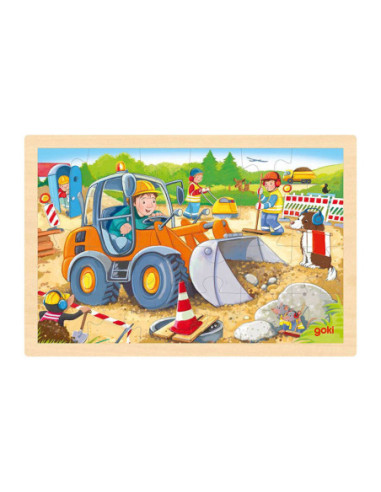 Goki Houten Legpuzzel Bouwplaats 24st.