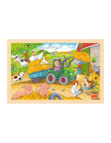 Goki Houten Legpuzzel Tractor 24st.