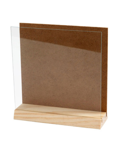 Houten 3D Plaat met Glas 15x15cm