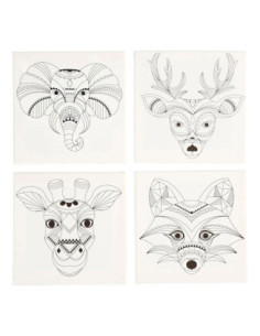 Canvas met Dierenprint 4st.