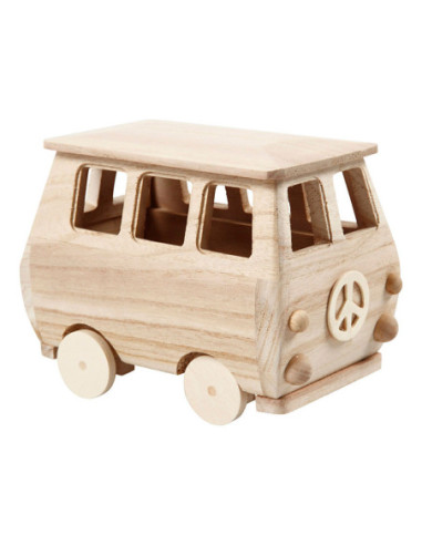 Houten Mini Bus 17x10x13cm