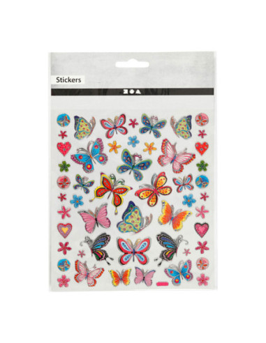 Stickers Bloemen en Vlinders 1 Vel