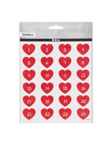 Stickers Hart met Cijfer 1 Vel