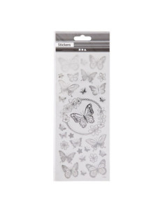 Stickers Zilver Vlinders 1 Vel