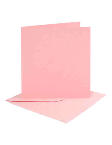 Kaarten en Enveloppen Roze 4st.