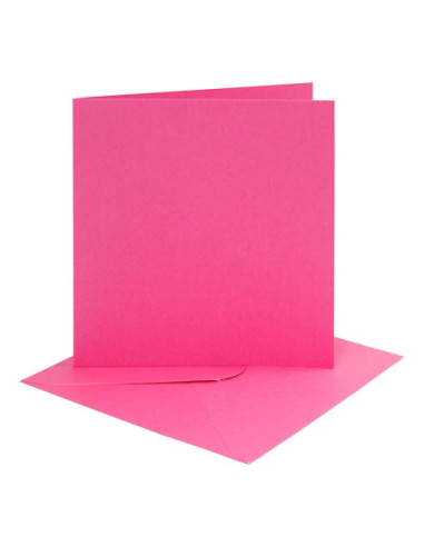 Kaarten en Enveloppen Donker Roze 4st.