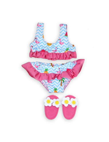 Poppen Bikini met Slippers Flamingo...