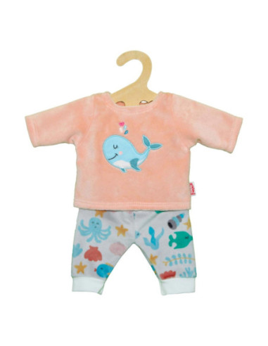 Poppenjurk Pyjama Roze Walvis 35-45 cm