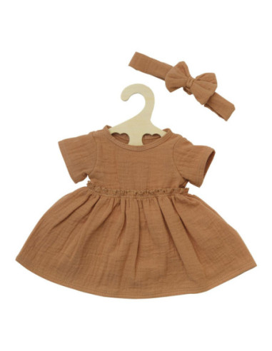 Poppenjurk Bruin met Ruches 28-35 cm