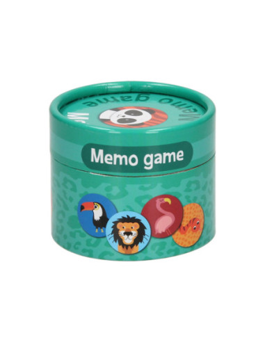 Memospel Dieren in Rond Opbergdoosje