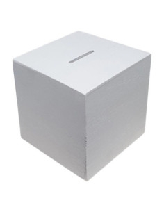 Houten Spaarpot Vierkant Wit