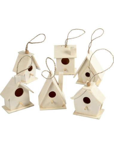Vogelhuis Hout 7cm 6st.
