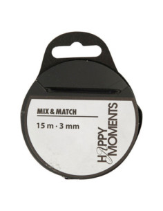 Satijnlint Zwart 15m