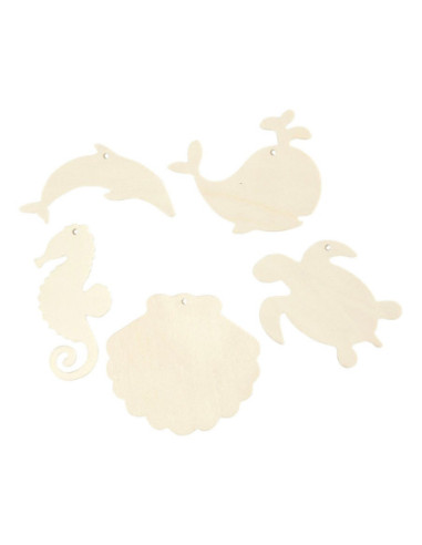 Houten Zeedieren met Ophangoog