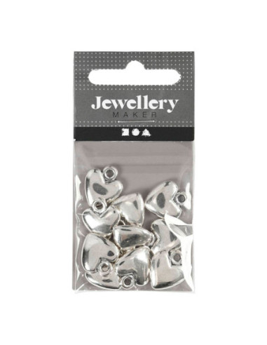 Hartvormige Hanger Verzilverd 10st.