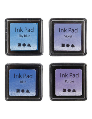 Stempelinkt Blauw Tinten/Paars 4st.
