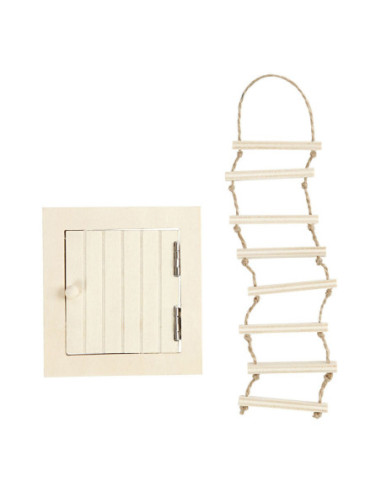 Mini Houten Zolderluik En Touwladder