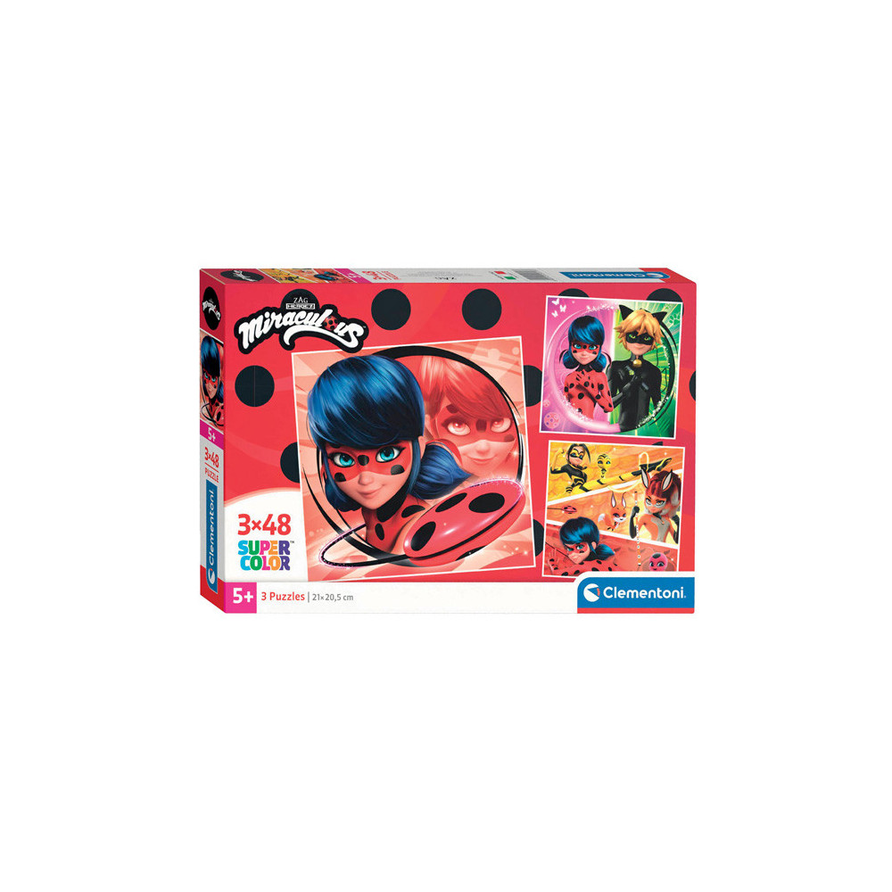 Clementoni Legpuzzel Super Color Vierkant Miraculous 3x48st.