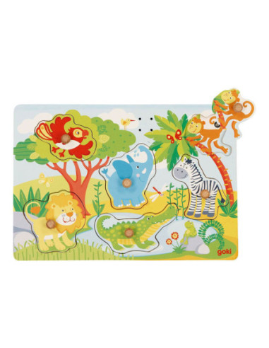 Goki Houten Noppenpuzzel Dierentuin...