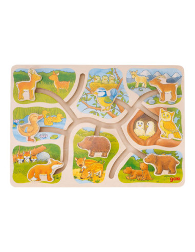 Goki Houten Schuifpuzzel Wie Hoort...