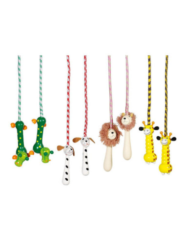 Goki Springtouw Dier met Houten Handvat