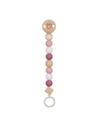 Goki Houten Fopspeenketting Hart Roze