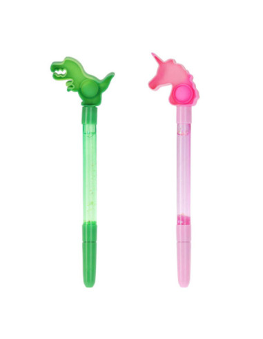 Balpen Figuur met Pop It en Glitter